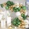 Green White Gold Balloon Arch Kit, 146Pcs Avocado Green Metallic Chrome Gold Confetti and White Latex Balloons